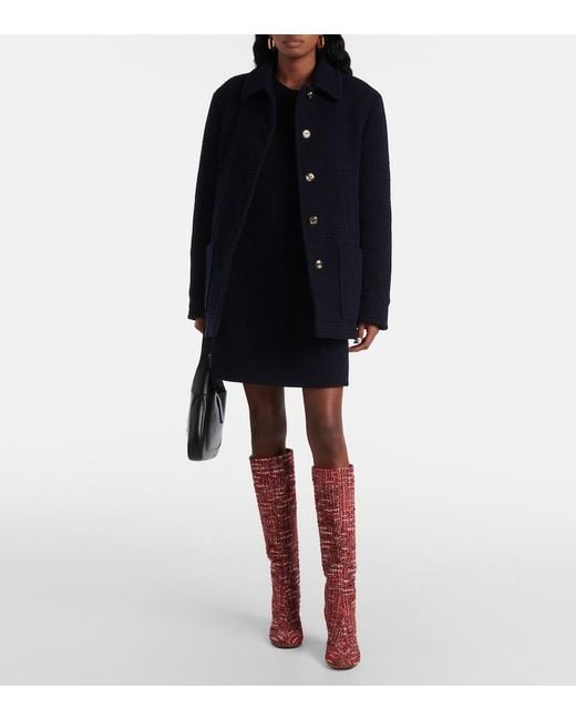Gianvito Rossi Red Boucle Knee-High Boots