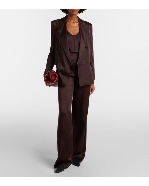 Max Mara Brown Elegante Satin Wide-Leg Pants