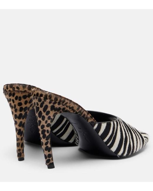 The Attico Black Betta Zebra-Print Calf Hair Mules