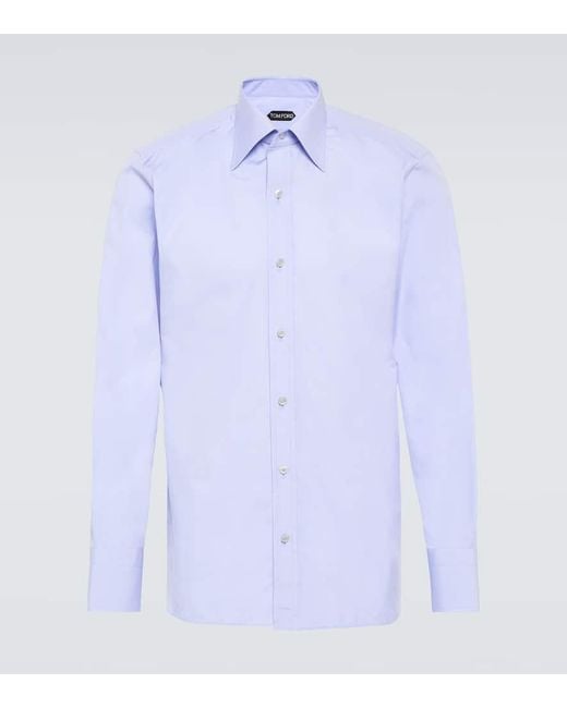 Tom Ford Blue Cotton Poplin Shirt for men