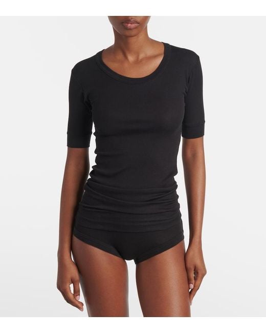 Calvin Klein Black Ribbed-Knit Cotton-Blend Top