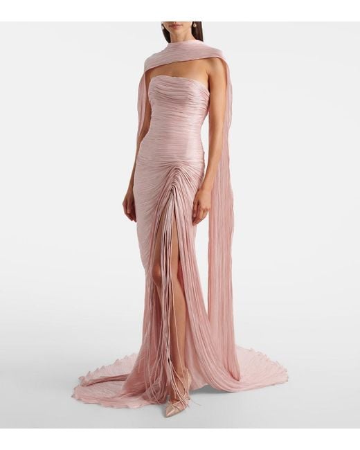 Rene Caovilla Pink Embellished Satin And Mesh Slingback Pumps