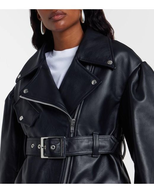 Simone Rocha Black Belted Leather Biker Jacket