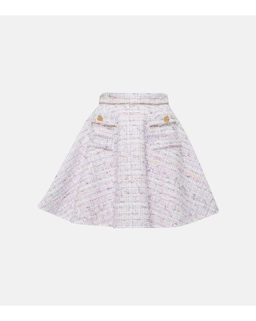 Minigonna in tweed di misto cotone a vita alta di Nina Ricci in White