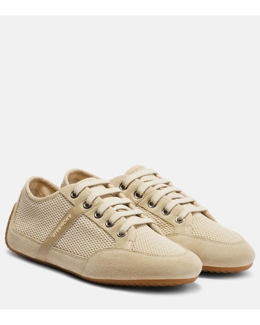 Givenchy Natural Slim Suede-Trimmed Sneakers