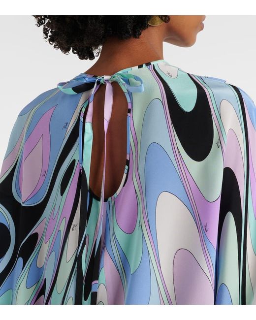 Emilio Pucci Blue Top Iride Aus Seide