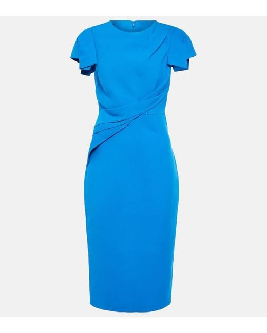 Roland Mouret Blue Gathered Midi Dress