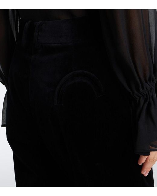 Blazé Milano Black Fox Pleated Cotton Velvet Straight Pants