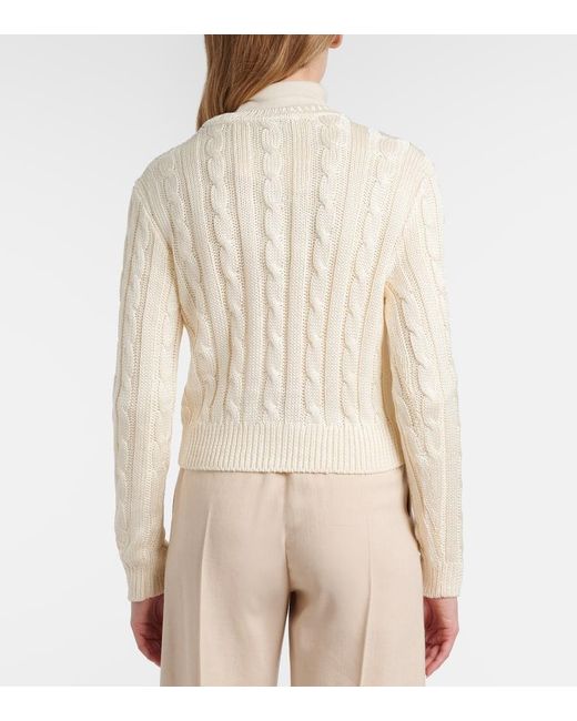 Cardigan De Seda Ralph Lauren de color Natural