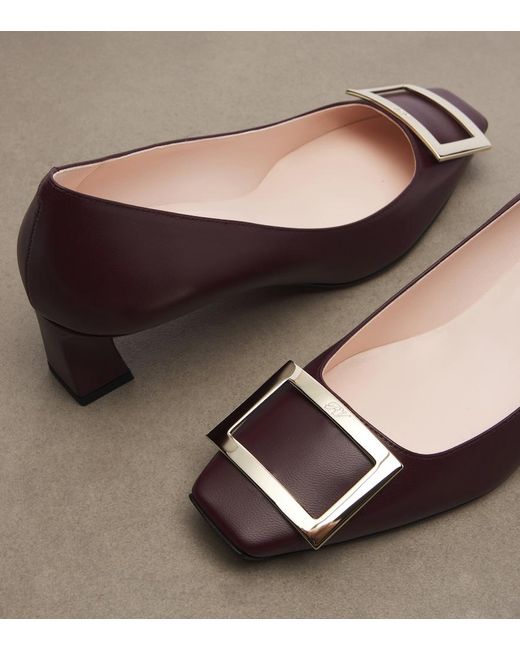 Roger Vivier Brown Trompette Embellished Leather Pumps