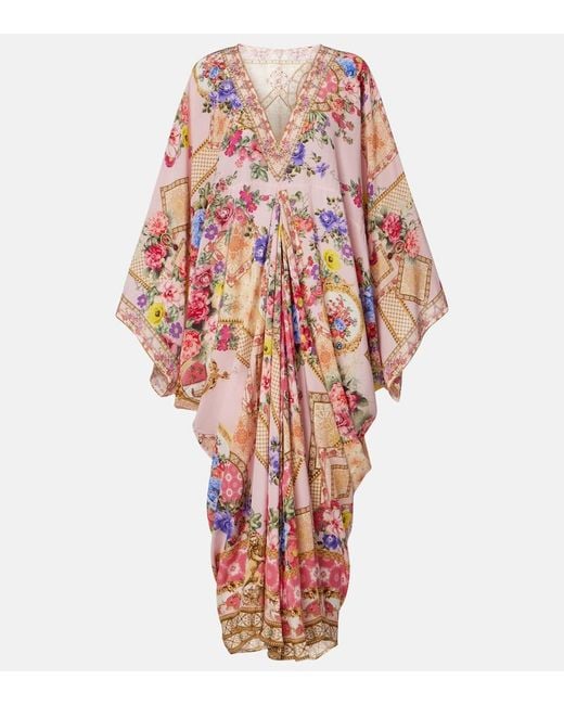 Camilla Pink Floral Silk Kaftan