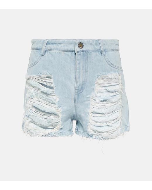 Dion Lee Blue Distressed High-Rise Denim Shorts