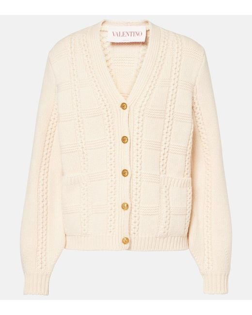 Valentino Natural Virgin Wool Cardigan