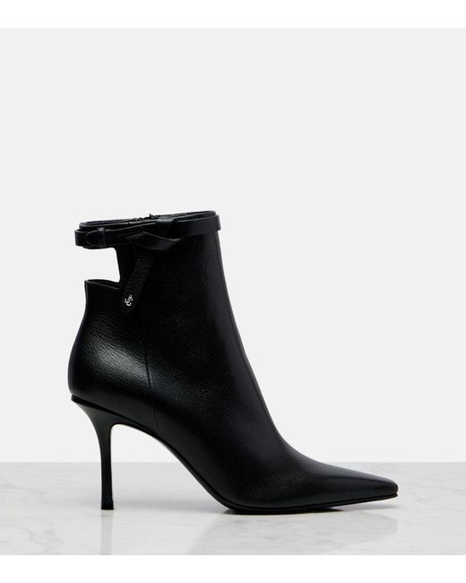 Jimmy Choo Black Camie 85 Cutout Leather Ankle Boots