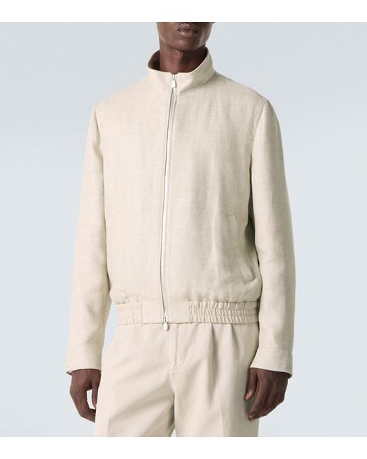 Brunello Cucinelli White Silk, Linen, And Wool Jacket for men