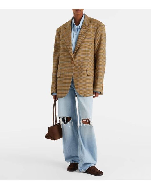 Frankie Shop Brown Lyra Houndstooth Oversized Blazer