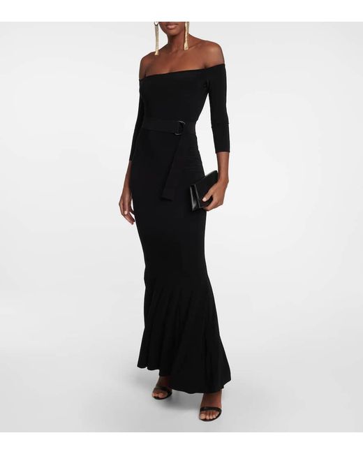 Robe Longue A Encolure Bardot Norma Kamali en coloris Black