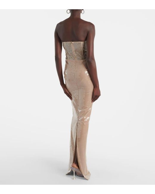 The New Arrivals Ilkyaz Ozel Natural Tara Sequined Bustier Dress