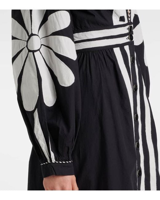 Farm Rio Black Nature Printed Cotton Maxi Dress