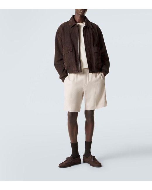 John Lobb Brown Foil Suede Boat Shoes for men