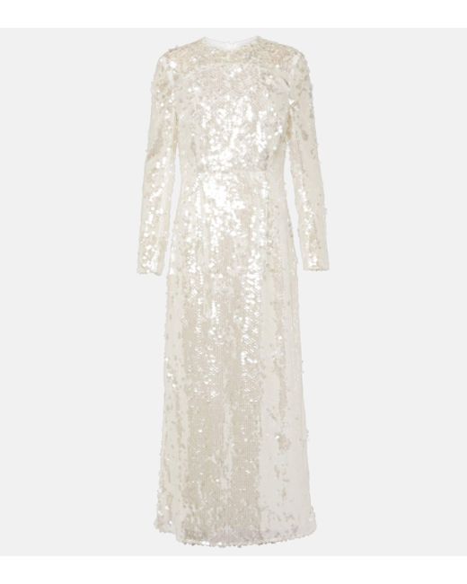 Emilia Wickstead White Bridal Amiria Sequined Gown