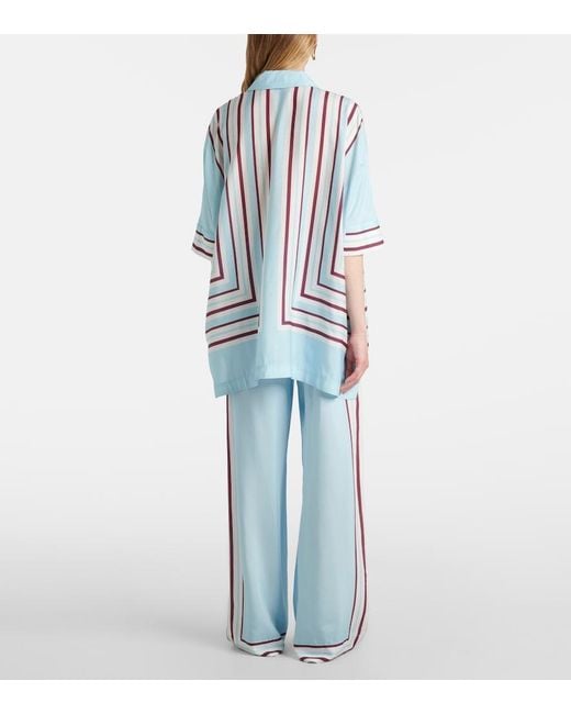Jonathan Simkhai Blue Bowman Printed Oversized Shirt