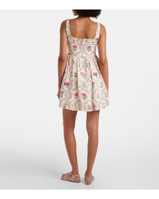 Vestido Corto Barbara De Lino Floral Agua Bendita de color Natural