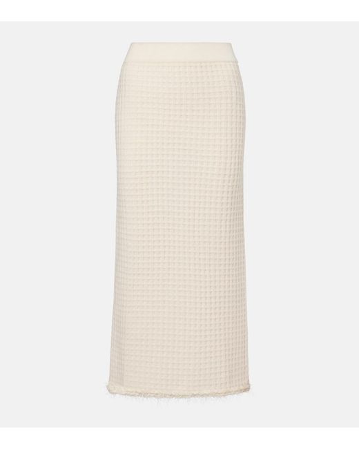 Jardin Des Orangers Natural Distressed Wool And Cashmere Pencil Skirt