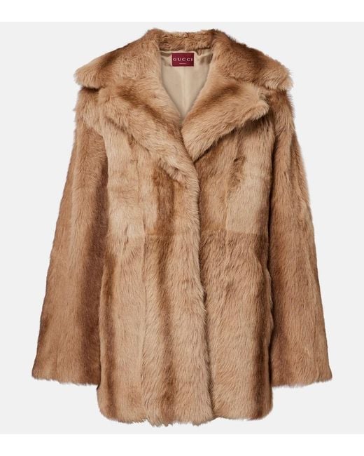 Gucci Brown Shearling Peacoat
