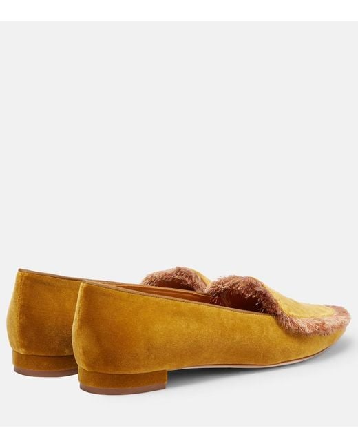 Manolo Blahnik Brown Agofran Fringed Velvet Loafers