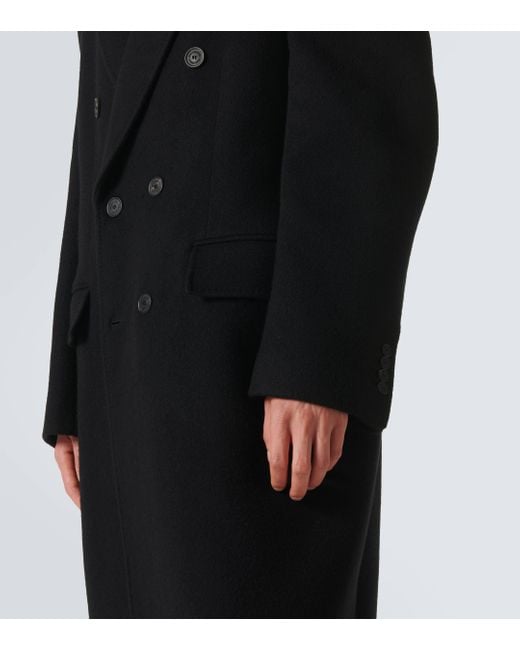 Balenciaga Black Double-breasted Cashmere And Wool Overcoat for men