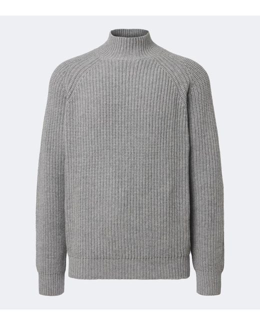 Allude Gray Wool And Cashmere Turtleneck Sweater for men