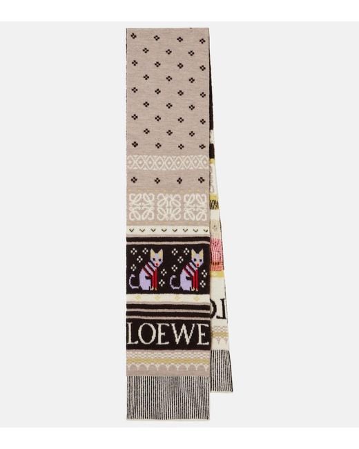 Loewe White X Louis Wain Fair Isle Wool-Blend Scarf
