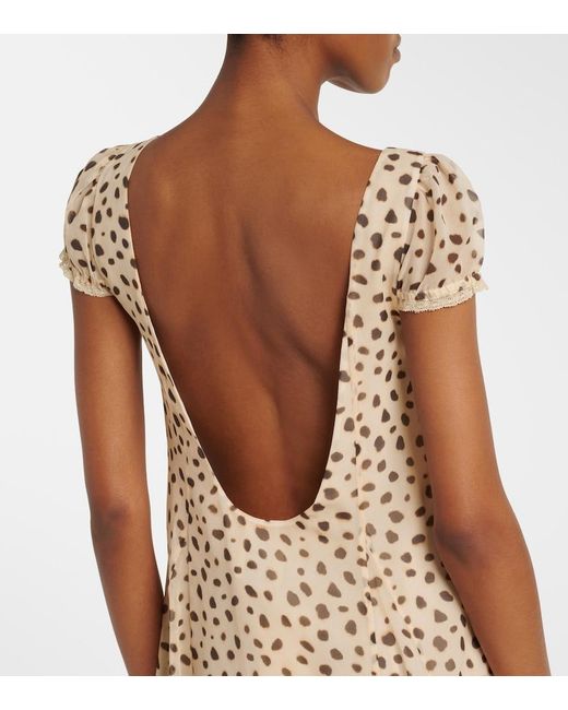 Posse Natural Priscilla Animal-Print Silk Minidress