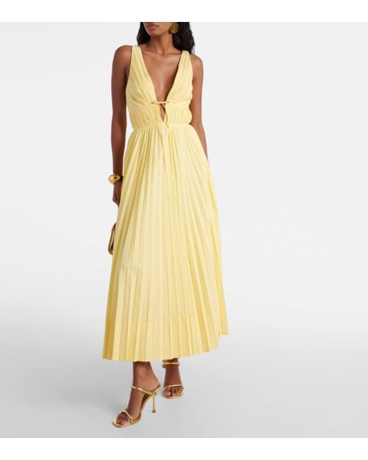 Jonathan Simkhai Yellow Stephanie Plisse Cotton-blend Maxi Dress