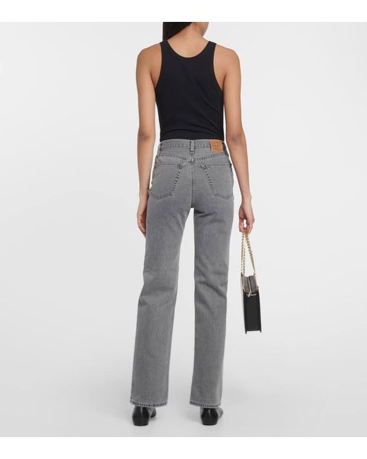 Totême  Gray High-Rise Straight Jeans