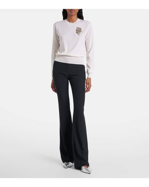 Alexander McQueen White Verzierter Pullover Aus Wolle