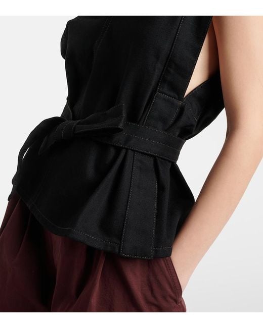 Lemaire Black Chasuble Belted Denim Top