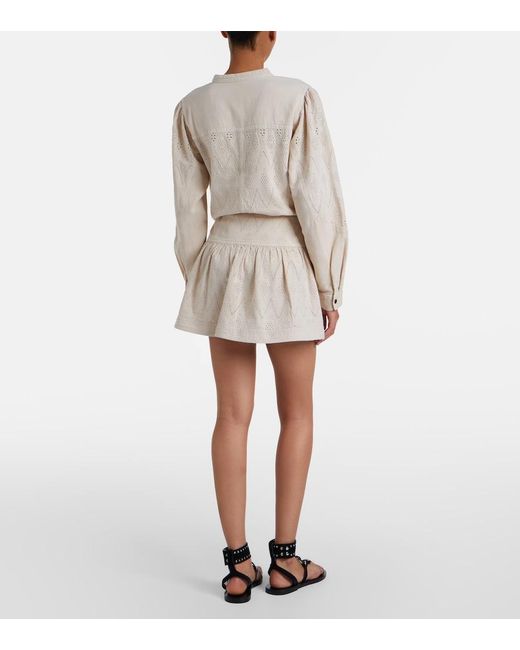 Isabel Marant Natural Kelise Broderie Anglaise Cotton Miniskirt