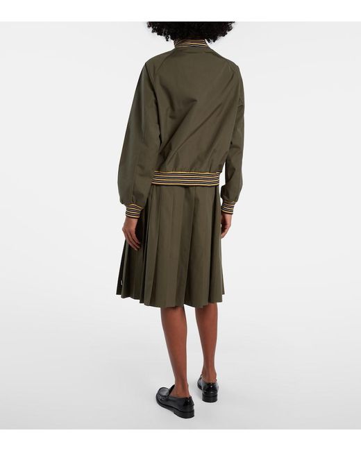 Prada Green Pleated Poplin Midi Skirt