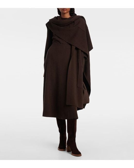 Jardin Des Orangers Brown Wool And Cashmere Midi Skirt