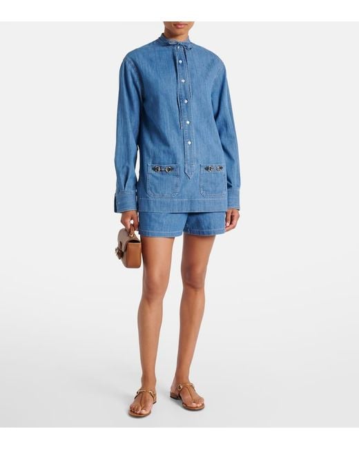 Gucci Blue Horsebit Denim Shorts