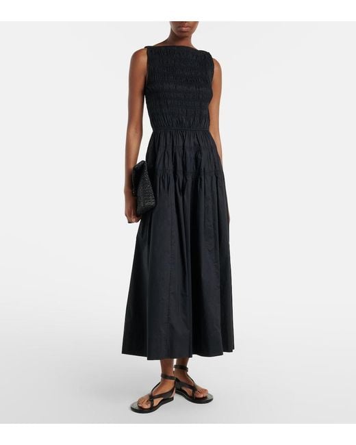 Doen Black Midikleid Melie Aus Baumwollpopeline