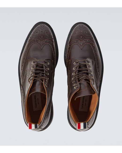 Thom Browne Brown Leather Lace-up Brogue Boots for men