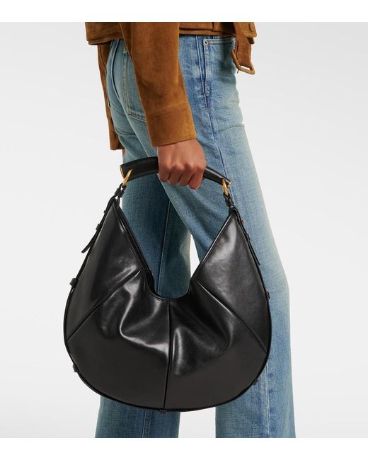 Saint Laurent Black Mombasa Medium Leather Shoulder Bag