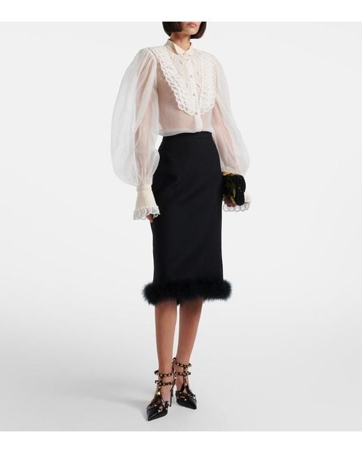 Valentino White Sheer Silk Organza Blouse