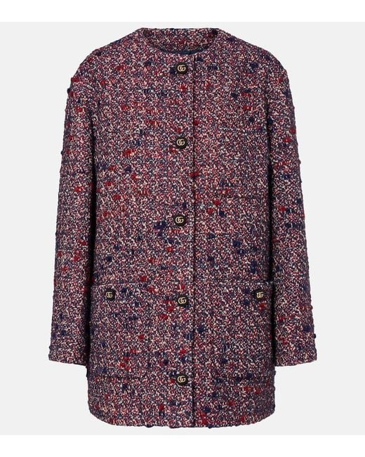 Gucci Purple Wool-Blend Tweed Jacket