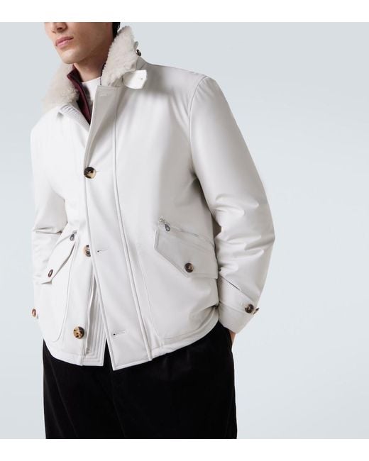 Brunello Cucinelli White Shearling-Lined Jacket for men