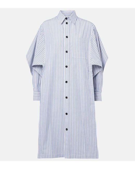Bottega Veneta Blue Striped Cotton Shirt Dress