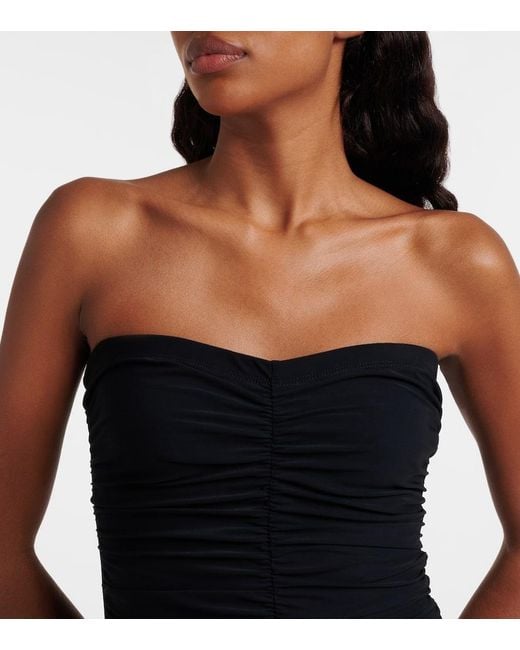 Costume Intero Basics Senza Spalline Con Ruches di Karla Colletto in Blue